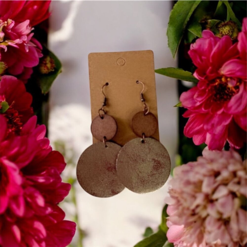 **NEW*Handmade Disc Earrings | Lightweight Textured Round Dangles | Boho